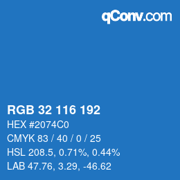 Color code: RGB 32 116 192 | qconv.com