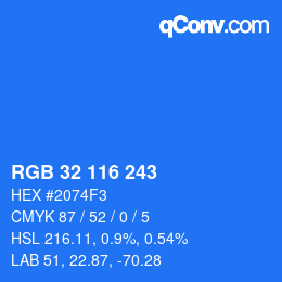 カラーコード: RGB 32 116 243 | qconv.com