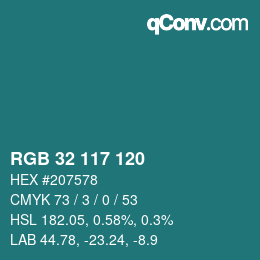 Color code: RGB 32 117 120 | qconv.com