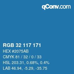 Color code: RGB 32 117 171 | qconv.com