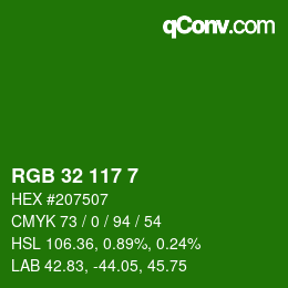 Color code: RGB 32 117 7 | qconv.com