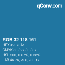Color code: RGB 32 118 161 | qconv.com