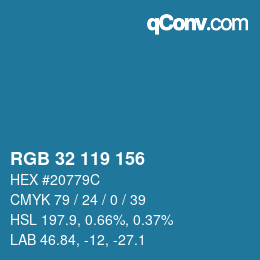 Color code: RGB 32 119 156 | qconv.com