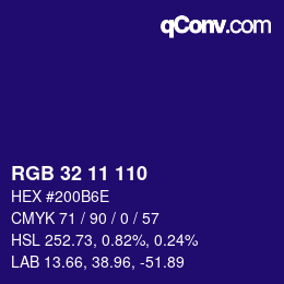 Color code: RGB 32 11 110 | qconv.com