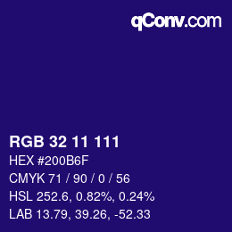 Color code: RGB 32 11 111 | qconv.com