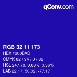 Color code: RGB 32 11 173 | qconv.com