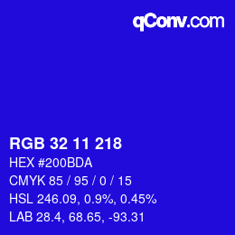 カラーコード: RGB 32 11 218 | qconv.com