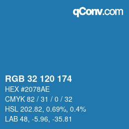 颜色代码: RGB 32 120 174 | qconv.com