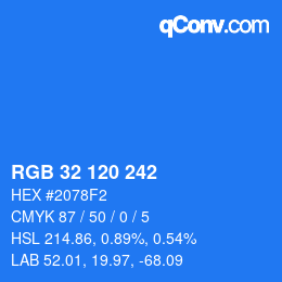 Color code: RGB 32 120 242 | qconv.com