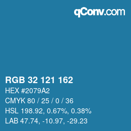 Color code: RGB 32 121 162 | qconv.com