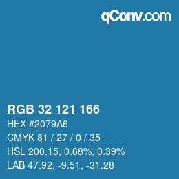 Color code: RGB 32 121 166 | qconv.com