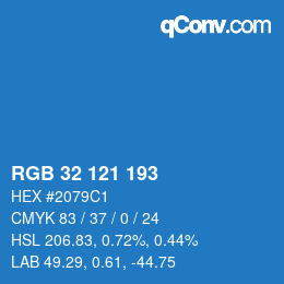 Farbcode: RGB 32 121 193 | qconv.com