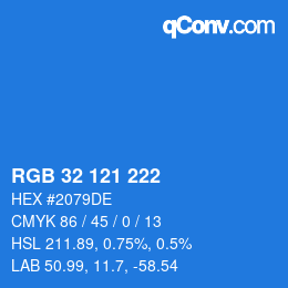 Color code: RGB 32 121 222 | qconv.com