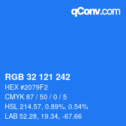 カラーコード: RGB 32 121 242 | qconv.com