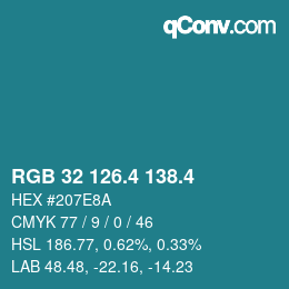 カラーコード: RGB 32 126.4 138.4 | qconv.com