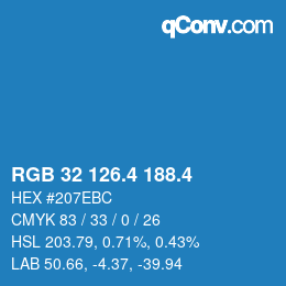 カラーコード: RGB 32 126.4 188.4 | qconv.com
