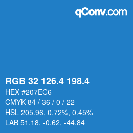 カラーコード: RGB 32 126.4 198.4 | qconv.com