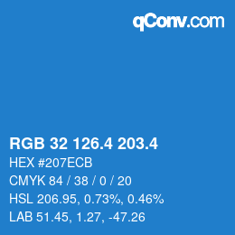 カラーコード: RGB 32 126.4 203.4 | qconv.com