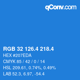 カラーコード: RGB 32 126.4 218.4 | qconv.com