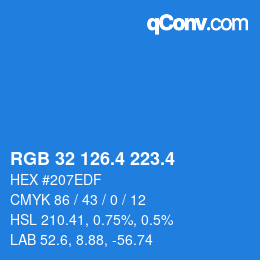 カラーコード: RGB 32 126.4 223.4 | qconv.com