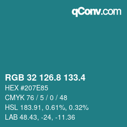 カラーコード: RGB 32 126.8 133.4 | qconv.com