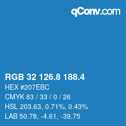 カラーコード: RGB 32 126.8 188.4 | qconv.com