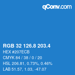 カラーコード: RGB 32 126.8 203.4 | qconv.com