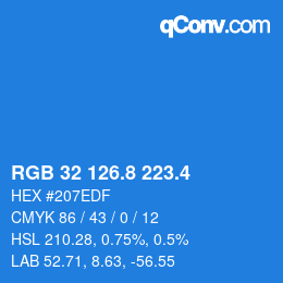 カラーコード: RGB 32 126.8 223.4 | qconv.com