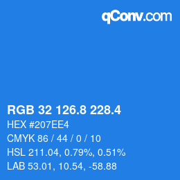 カラーコード: RGB 32 126.8 228.4 | qconv.com