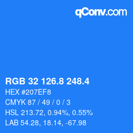 カラーコード: RGB 32 126.8 248.4 | qconv.com