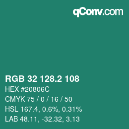 カラーコード: RGB 32 128.2 108 | qconv.com
