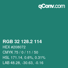 カラーコード: RGB 32 128.2 114 | qconv.com