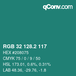 Color code: RGB 32 128.2 117 | qconv.com
