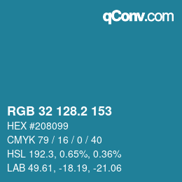 カラーコード: RGB 32 128.2 153 | qconv.com