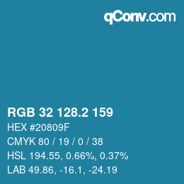 カラーコード: RGB 32 128.2 159 | qconv.com