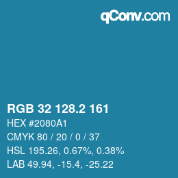 カラーコード: RGB 32 128.2 161 | qconv.com