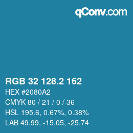 カラーコード: RGB 32 128.2 162 | qconv.com