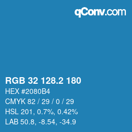 カラーコード: RGB 32 128.2 180 | qconv.com