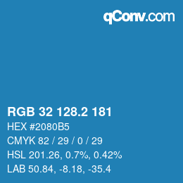 カラーコード: RGB 32 128.2 181 | qconv.com