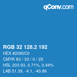 カラーコード: RGB 32 128.2 192 | qconv.com