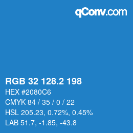 カラーコード: RGB 32 128.2 198 | qconv.com