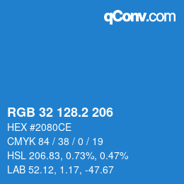 カラーコード: RGB 32 128.2 206 | qconv.com