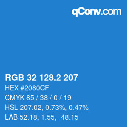 カラーコード: RGB 32 128.2 207 | qconv.com