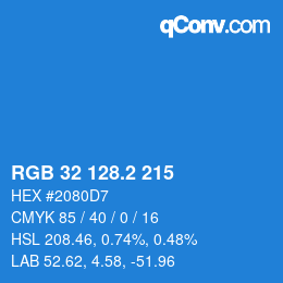 カラーコード: RGB 32 128.2 215 | qconv.com