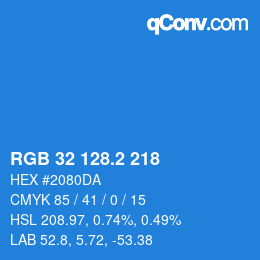 カラーコード: RGB 32 128.2 218 | qconv.com