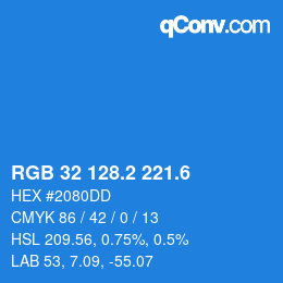 カラーコード: RGB 32 128.2 221.6 | qconv.com