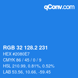 カラーコード: RGB 32 128.2 231 | qconv.com