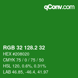 カラーコード: RGB 32 128.2 32 | qconv.com