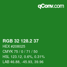 カラーコード: RGB 32 128.2 37 | qconv.com