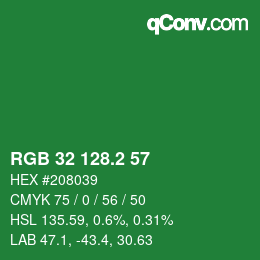 カラーコード: RGB 32 128.2 57 | qconv.com